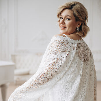 Ivory Macrame Lace Bridal Kimono Cape, 2 of 12