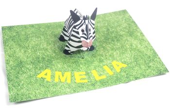 Personalised Pop Up Zebra Birthday Card, 3 of 6