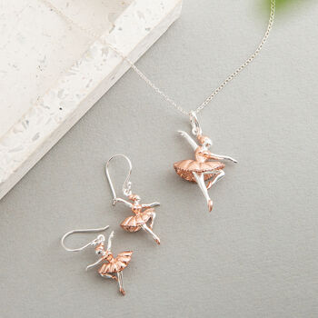 Sterling Silver And Rose Gold Plated Ballerina Necklace, 2 of 3