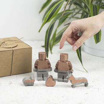 Two Robots And A Dog Copper Concrete Family Set, 4 of 4