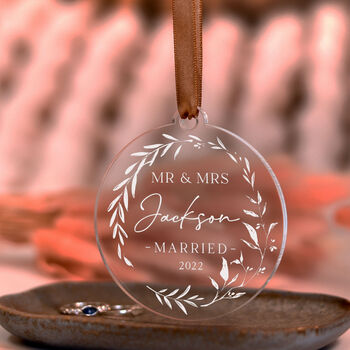 Personalised First Christmas Married Christmas Bauble, 5 of 11