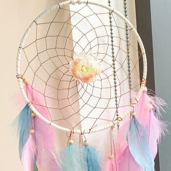Baby Room Decor Pink Flower Dreamcatcher Wall Hanging, 3 of 5