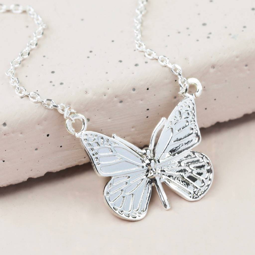 silver butterfly necklace by lisa angel | notonthehighstreet.com