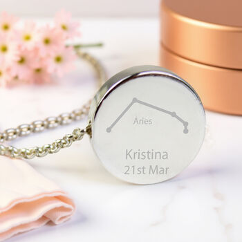 Personalised Aries Zodiac Star Sign Silver Tone Necklace, 5 of 10