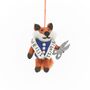 Handmade Felt Tailor Fox Hanging Decoration, thumbnail 3 of 3