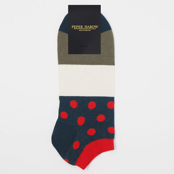 Oxford Orange And Mayfair Scarlet Men's Trainer Socks, 6 of 6