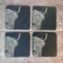 Set Of Four Highland Cow Slate Coasters, thumbnail 2 of 4