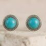 Sterling Silver Turquoise Rope Bezel Stud Earrings 11mm, thumbnail 1 of 3