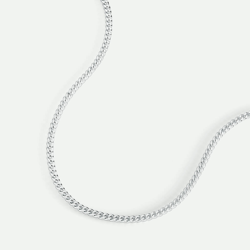 Sterling Silver Curb Chain Necklace 18 Inch, 1 of 4