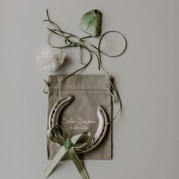 Green Crystal Personalised Lucky Wedding Horseshoe Gift, 5 of 11