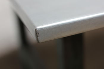 Saunders Zinc Table With Vintage Workbench Legs, 6 of 7
