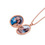 Large 18 K Rose Gold Plate Oval Clear Crystal Locket, thumbnail 6 of 10