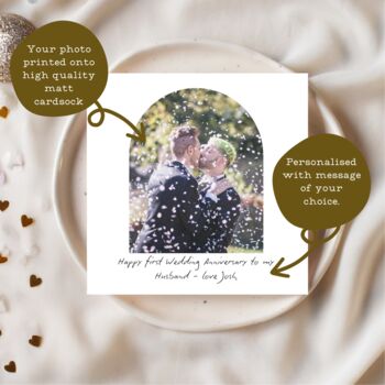 Personalised Wedding Anniversary Photo And Message Card, 2 of 6