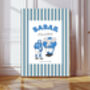 Babar Stripy Football Nursery Art Print, thumbnail 1 of 4