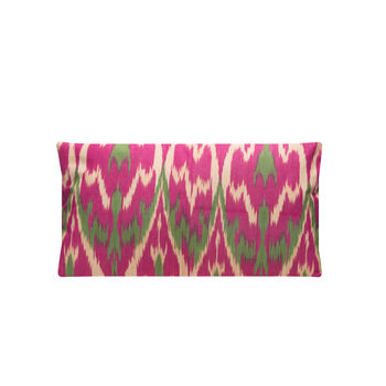 Ivy Leaf Silk Suzani Cushion Double Sided Ikat, 3 of 4