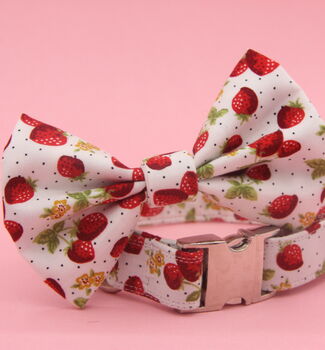 White Strawberry Dog Bow Tie, 4 of 10