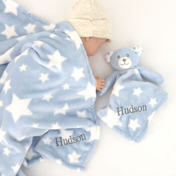 Personalised Teddy Stars Comforter And Blanket Set, 5 of 9