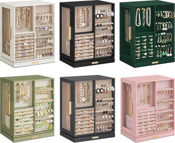 Rotating Jewellery Box With Drawers And Glass Window, 6 of 6