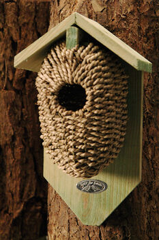 Wooden Wren Bird House Box Seagrass Hanging Nest Box, 4 of 7