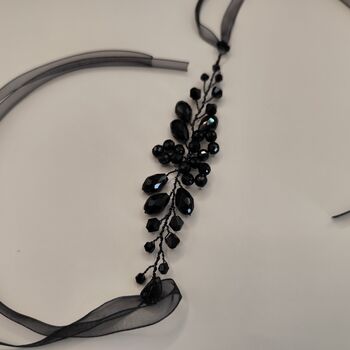 Black Crystal Ribbon Wrist Corsage, 3 of 9