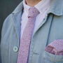 Mens Lilac Patterned Slim Style Tie, thumbnail 2 of 9