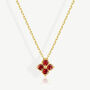 Gold Ruby Red Flower Pendant Necklace, thumbnail 1 of 4