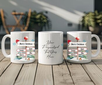 Personalised Family North Pole Four Names Christmas Mug, 2 of 2