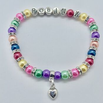 Personalised Heart Charm Bracelet, Star Name Bracelet, 5 of 12