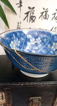 Floral Japanese Kintsugi Rice Bowl, 5 of 5
