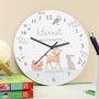 Personalised Woodland Animals Wooden Nursery Clock, thumbnail 2 of 4