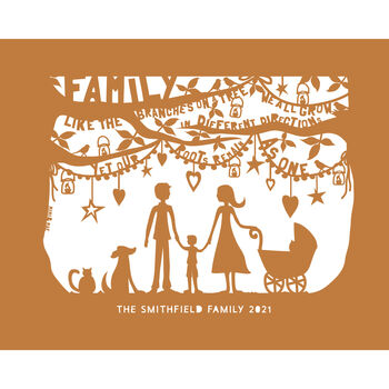 Personalised Family Print Or Papercut In Mount, 11 of 12