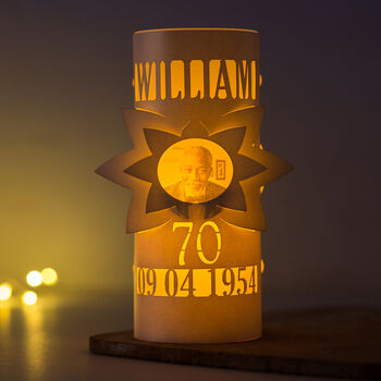 80th Birthday Lantern Photo Centrepiece Personalised, 5 of 8