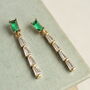Art Deco Emerald Baguette Drop Earrings, thumbnail 1 of 6