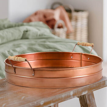 Brushed Copper Circular Serving Tray, 3 of 9