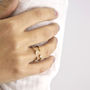 Crescent Moon And Star Crossover Open Ring, thumbnail 2 of 10