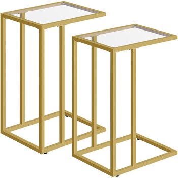 Set Of Two C Shaped Tempered Glass Sofa Side Table, 6 of 9