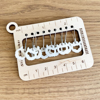 Alpaca Knitting Needle Gauge And Stitch Marker Set, 6 of 8