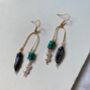 Pearl And Turquoise Asymmetric Drop Earrings, thumbnail 1 of 7