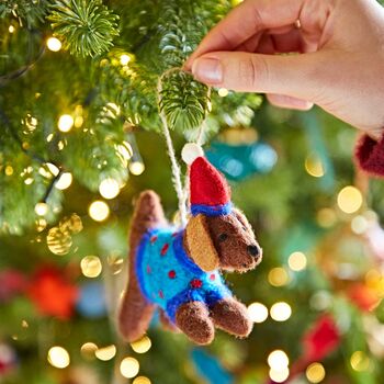Felt Dog In Jumper Christmas Decoration, 3 of 3
