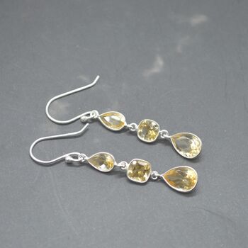 Citrine Teardrop Dangle Earrings: 925 Silver, 2 of 9