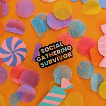 Social Gathering Survivor Enamel Pin Badge, 2 of 6