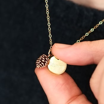 Tiny Pine Cone Charm Necklace, 10 of 12