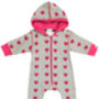 Baby Girls Pink Heart Outerwear Pram Suit, thumbnail 2 of 2