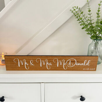 Wooden Wedding Sign Mr And Mrs Keepsake Decoration, 7 of 8