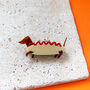 Dachshund Hot Dog Costume Halloween Perspex Brooch, thumbnail 2 of 3
