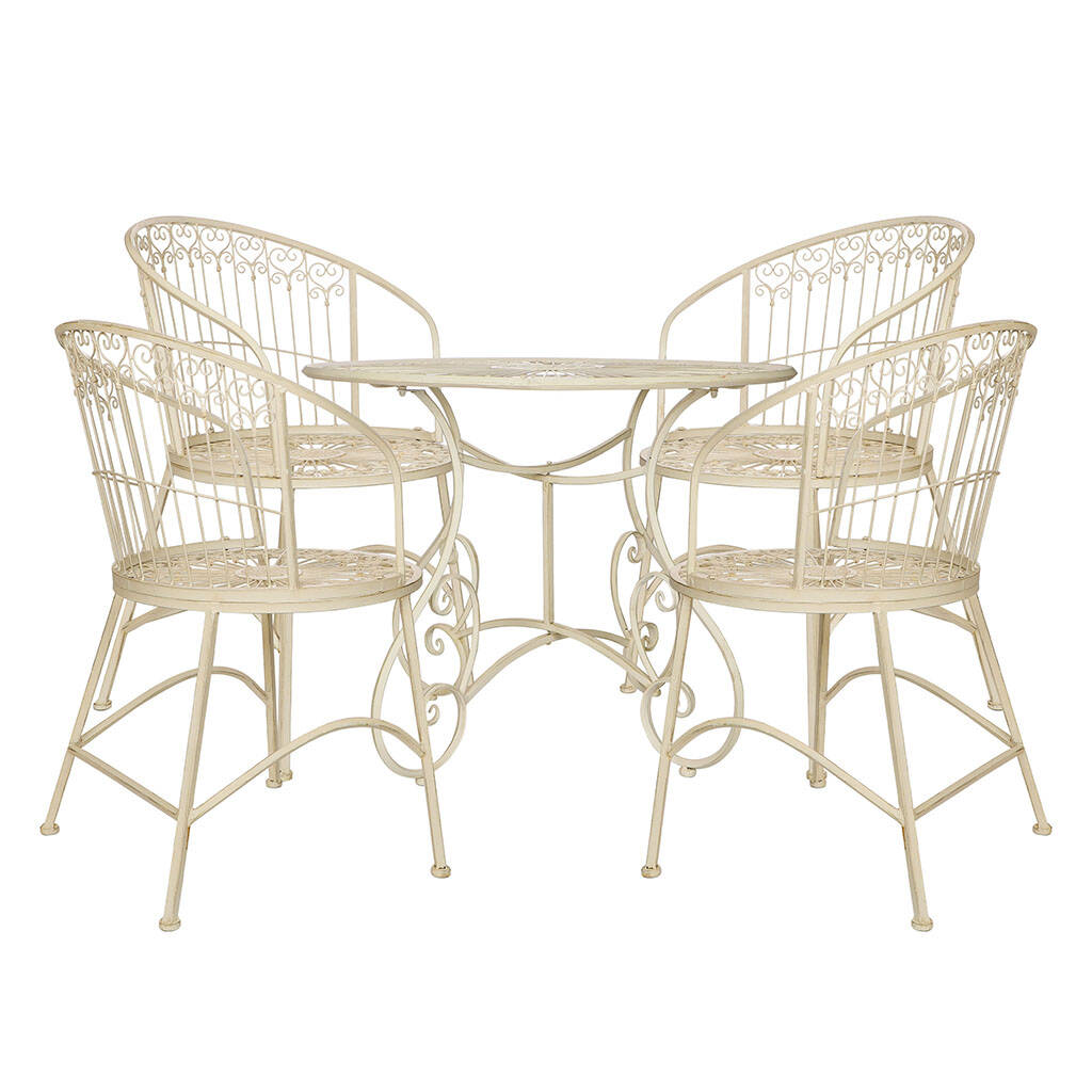 Vintage Cream Four Person Garden Bistro Set By Dibor
