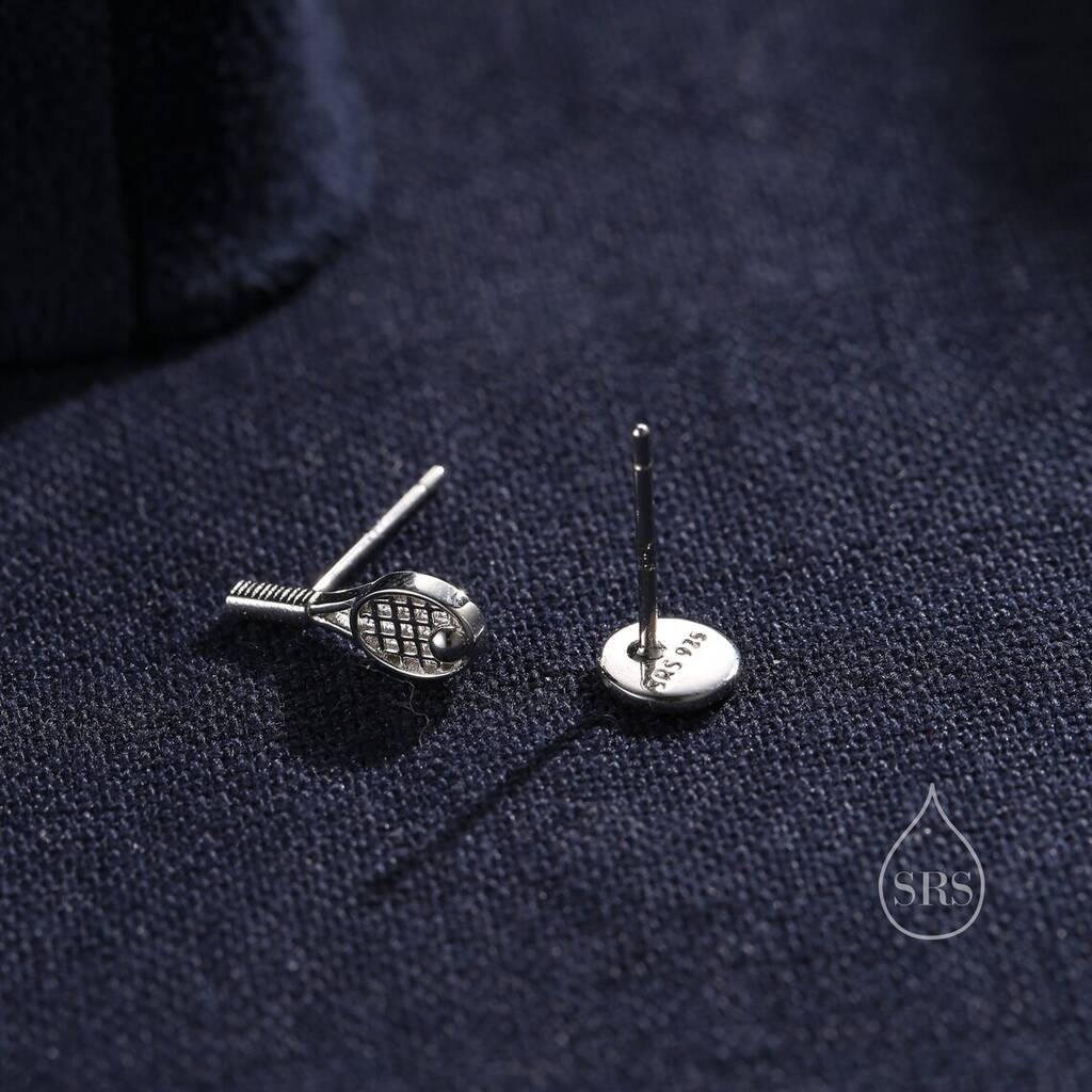 Tennis Racket And Tennis Ball Stud Earrings By Silver Rain Silver