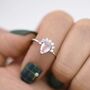 Genuine Pear Cut Rose Quartz Crown Ring, thumbnail 2 of 12