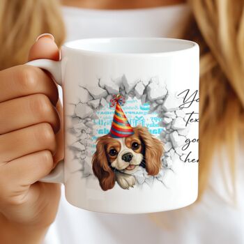 Personalised King Charles Spaniel Birthday Break Through Dog, 7 of 8