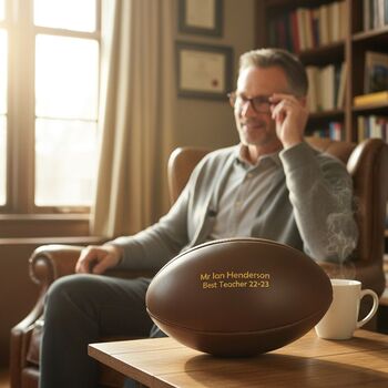 Personalised Vintage Leather Rugby Ball, 2 of 12